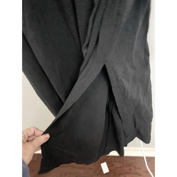 Free People La Vie Maxi Dress Tie Side Ruffle Cotton Romantic Black XS Oversized - Picture 8 of 11